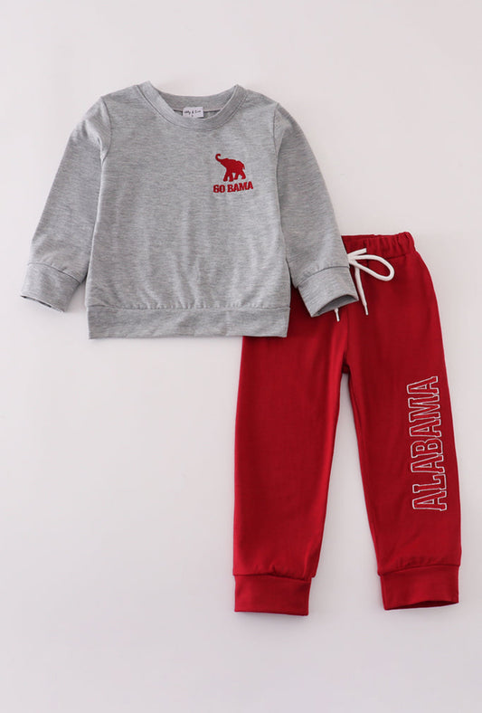 Grey Alabama Embroidery Boy’s Pants Set