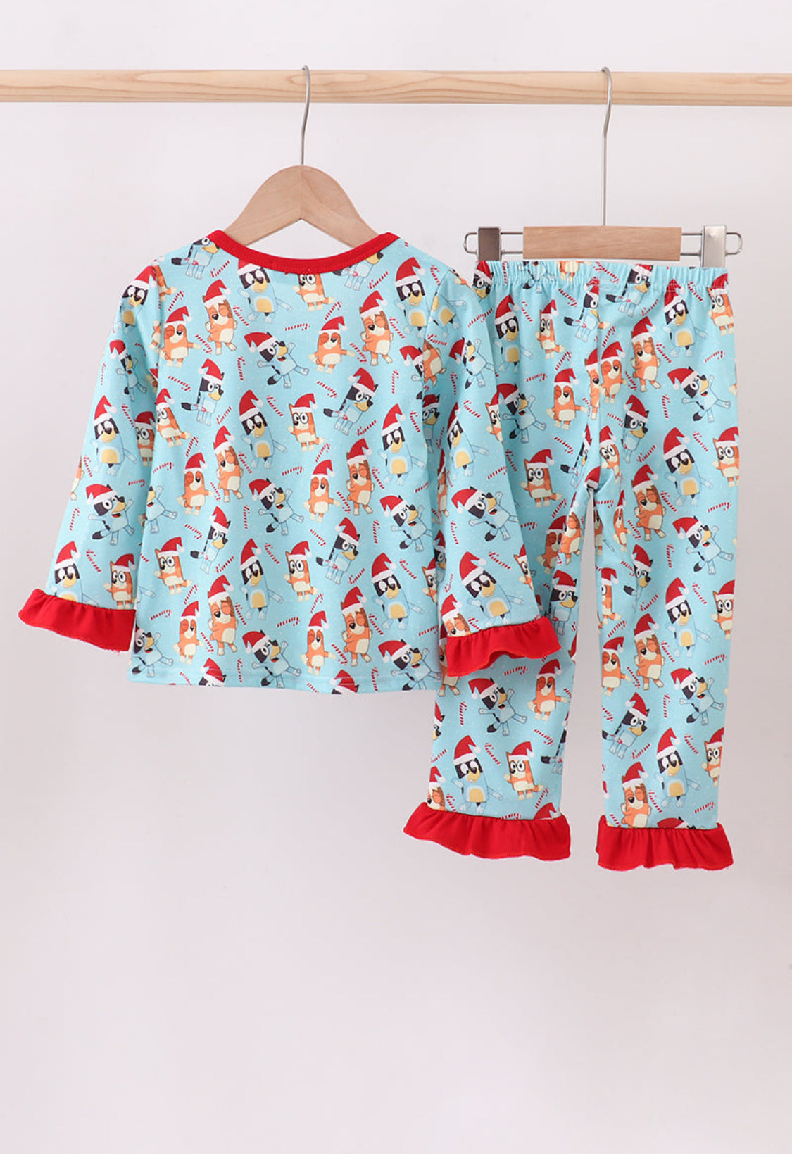 Blue Christmas Character Print Pajamas Girl’s Pants Set