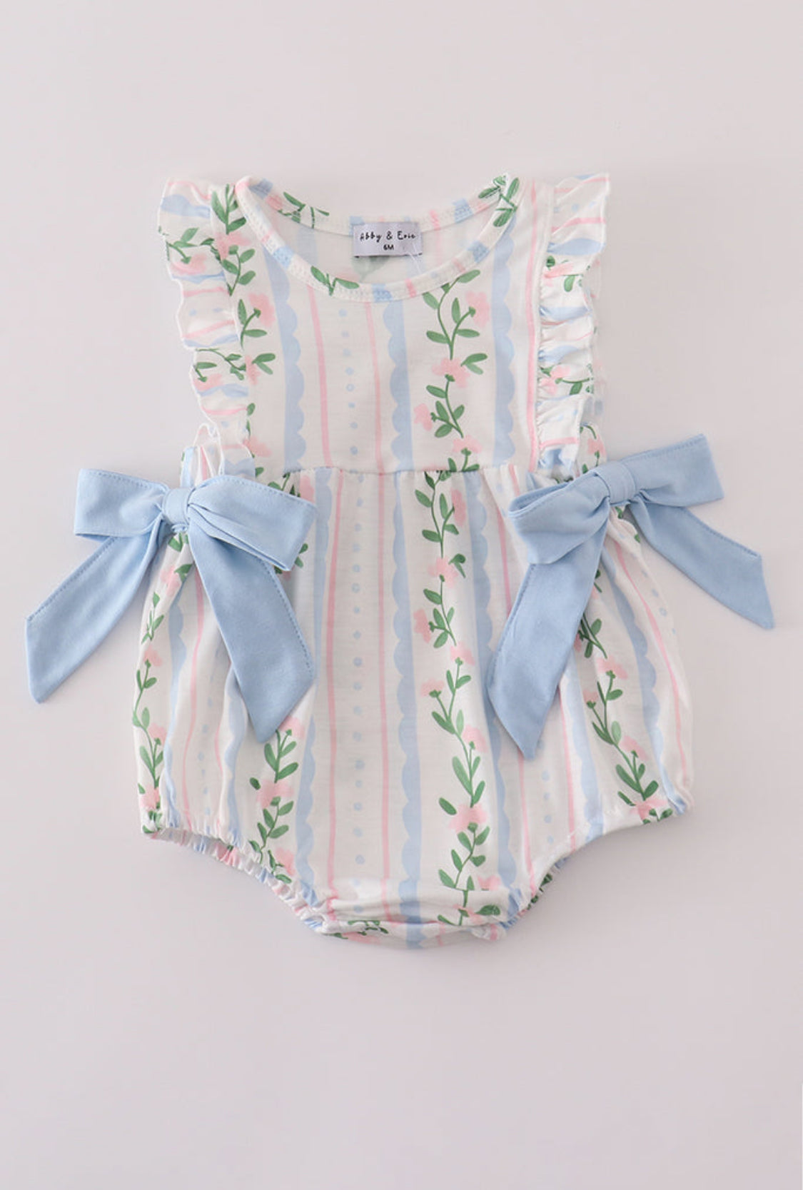 Blue Floral Print Ruffle Girl’s Bubble