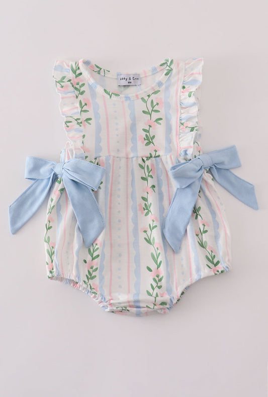 Blue Floral Print Ruffle Girl’s Bubble