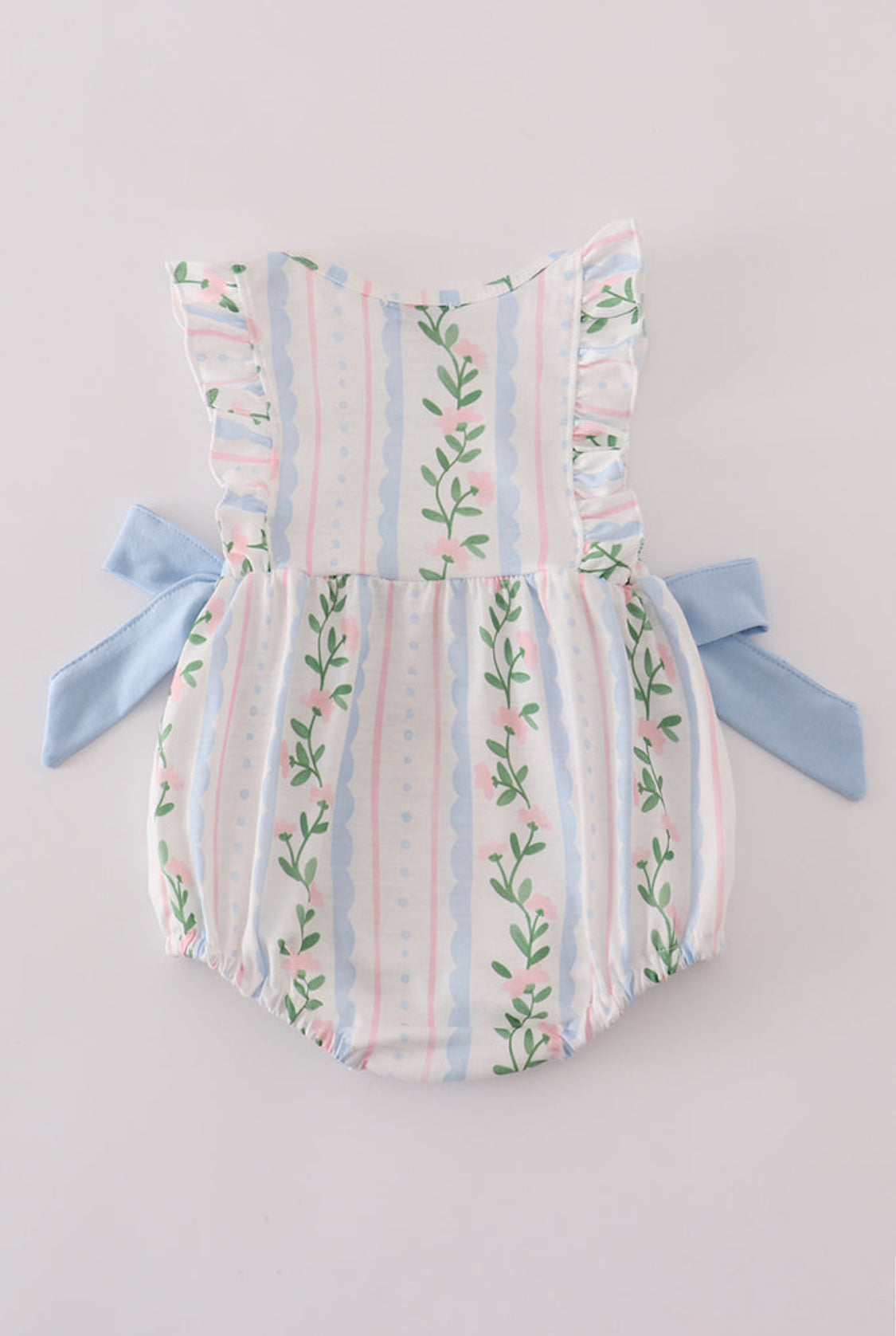 Blue Floral Print Ruffle Girl’s Bubble