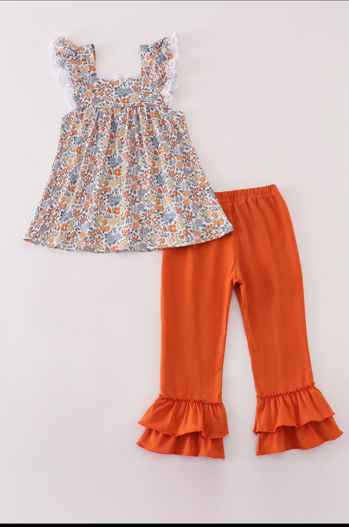 Fall Floral Print Girl’s Pants Set