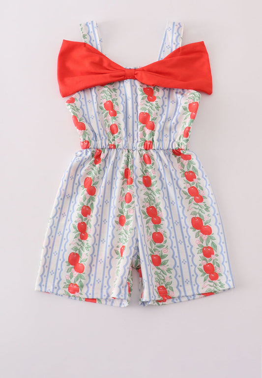 Apple Print Bow Girl’s Jumpsuit