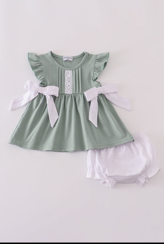Sage Ruffle Girl’s Bloomer Set