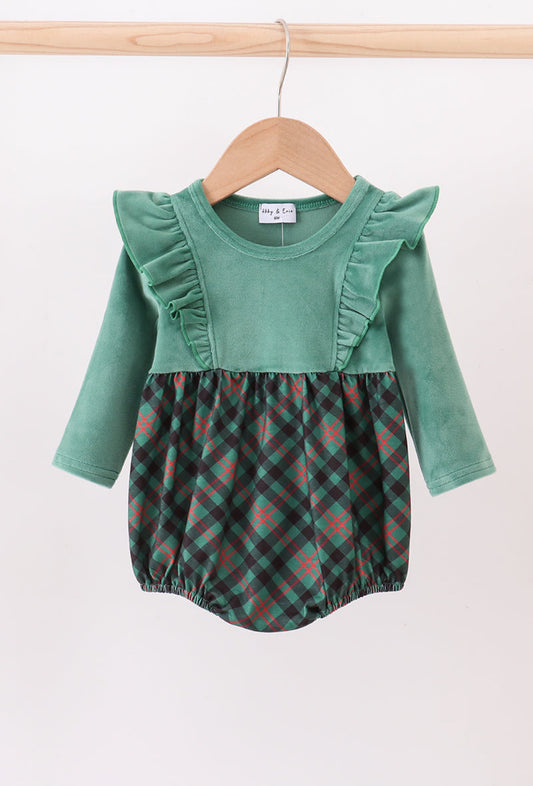 Forest Velvet Ruffle Girl’s Bubble