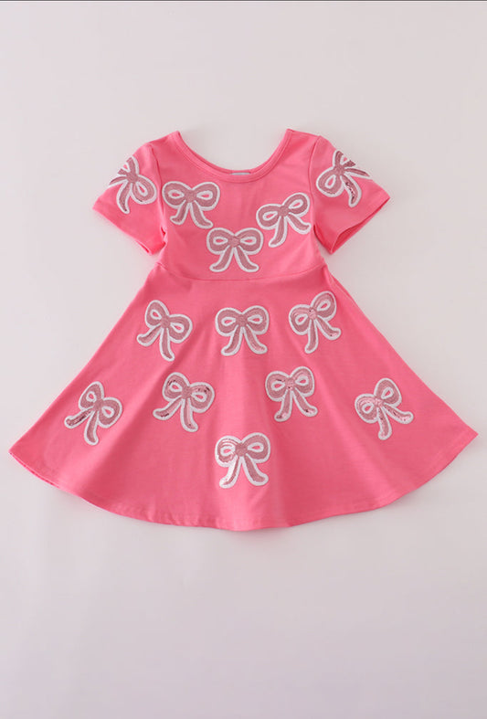 Pink Bow Sequin Girl’s Dress