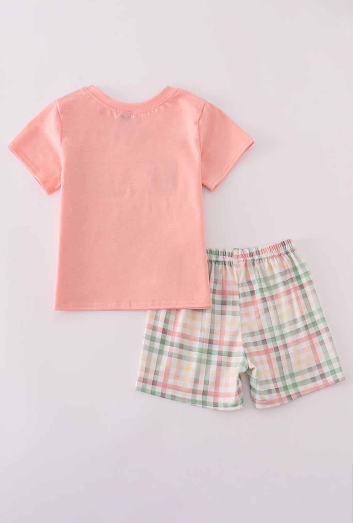 Crab Embroidery Plaid Boy’s Short Set