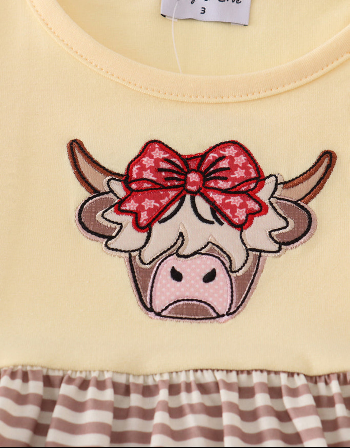 Highland Cow Appliqué Ruffle Dress