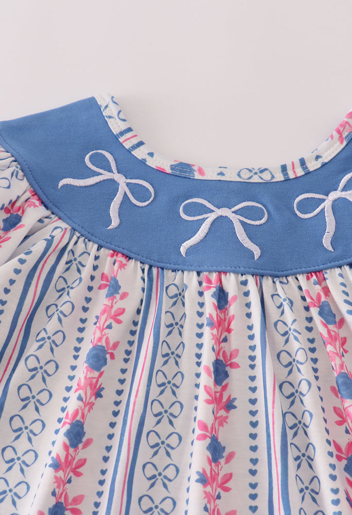 Blue Bow Embroidery Dress
