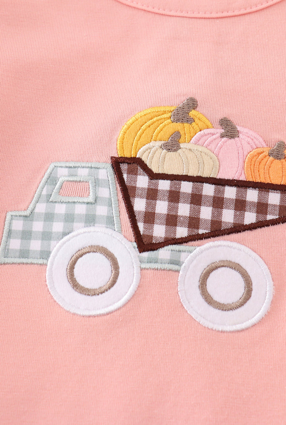 Coral Truck Pumpkin Embroidery Girl’s Bubble