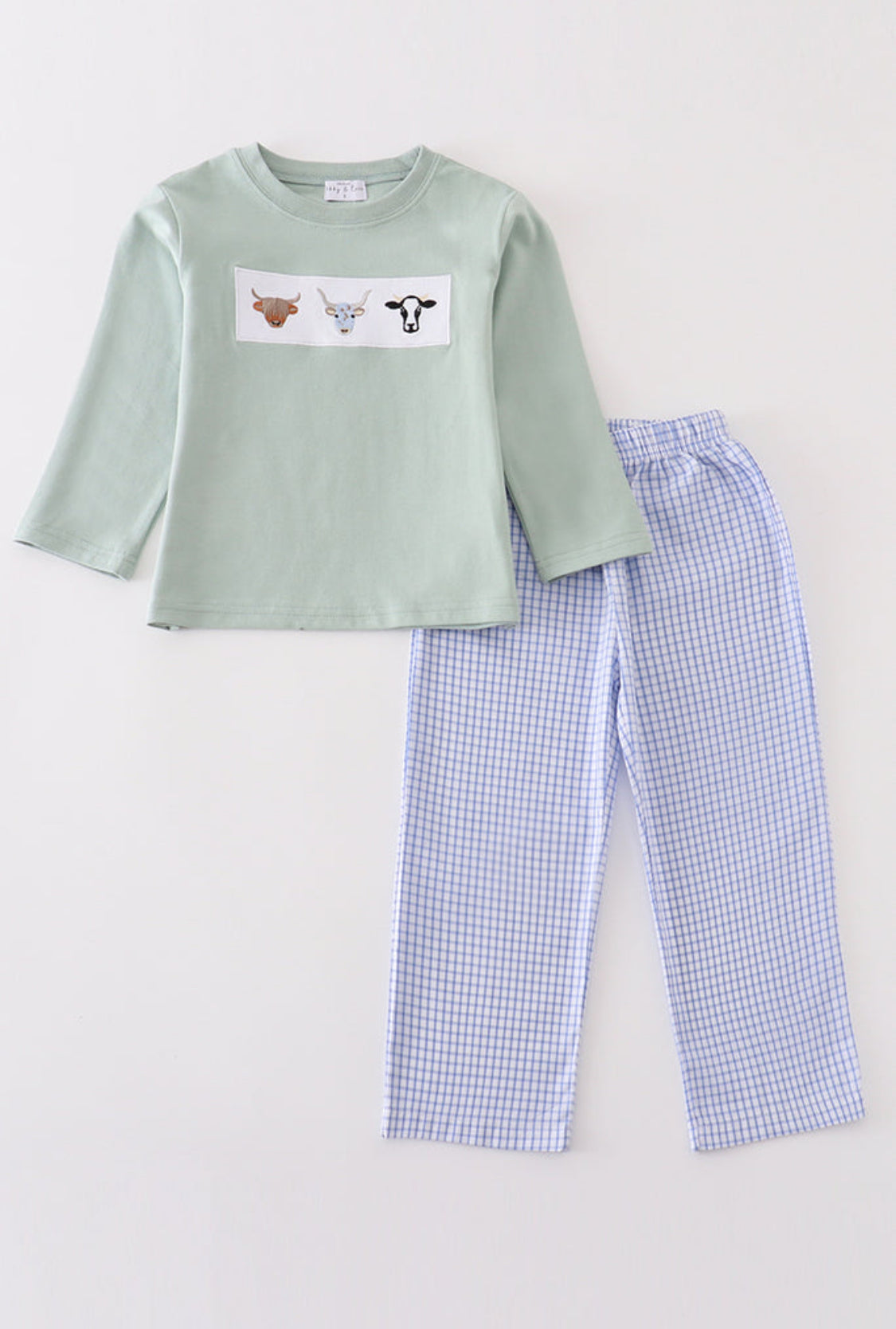 Premium Green Cow Appliqué Boy’s Pant Set