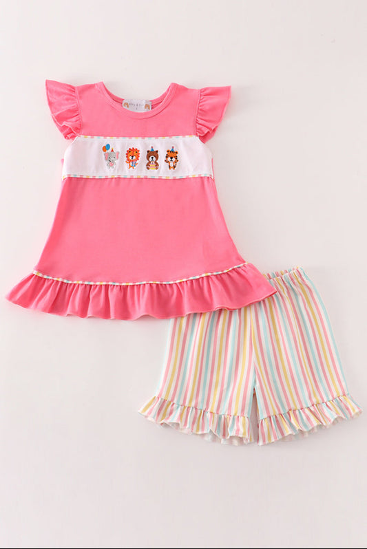 Pink Animals Birthday Embroidery Girl Set