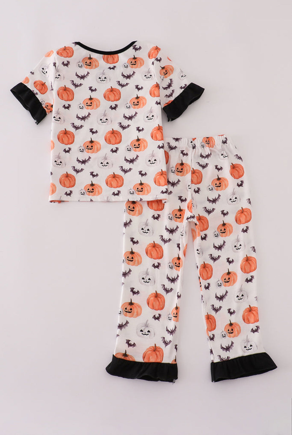 Black Pumpkin Print Girl’s Pants Set