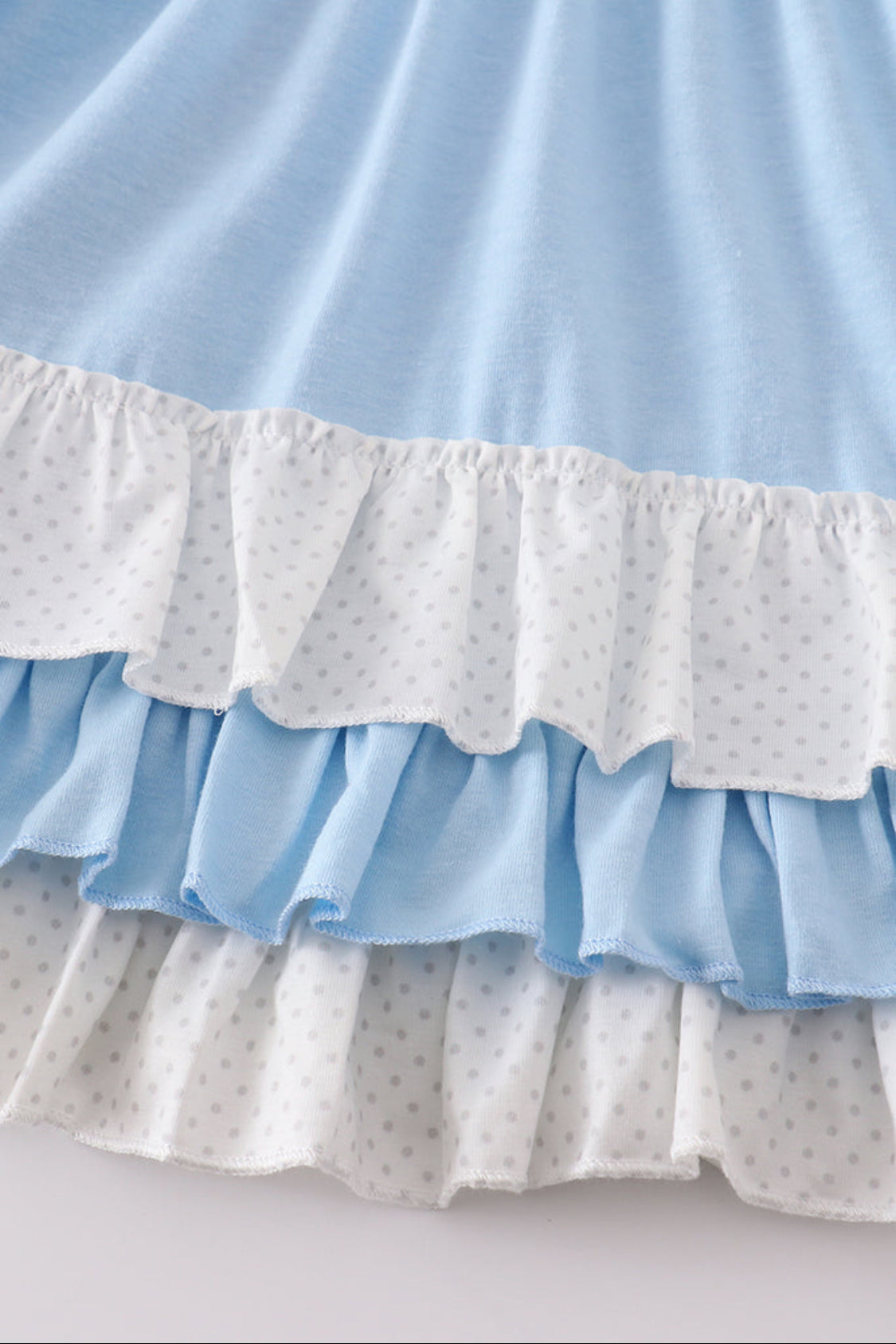 Blue Princess Embroidery Ruffle Girl’s Dress