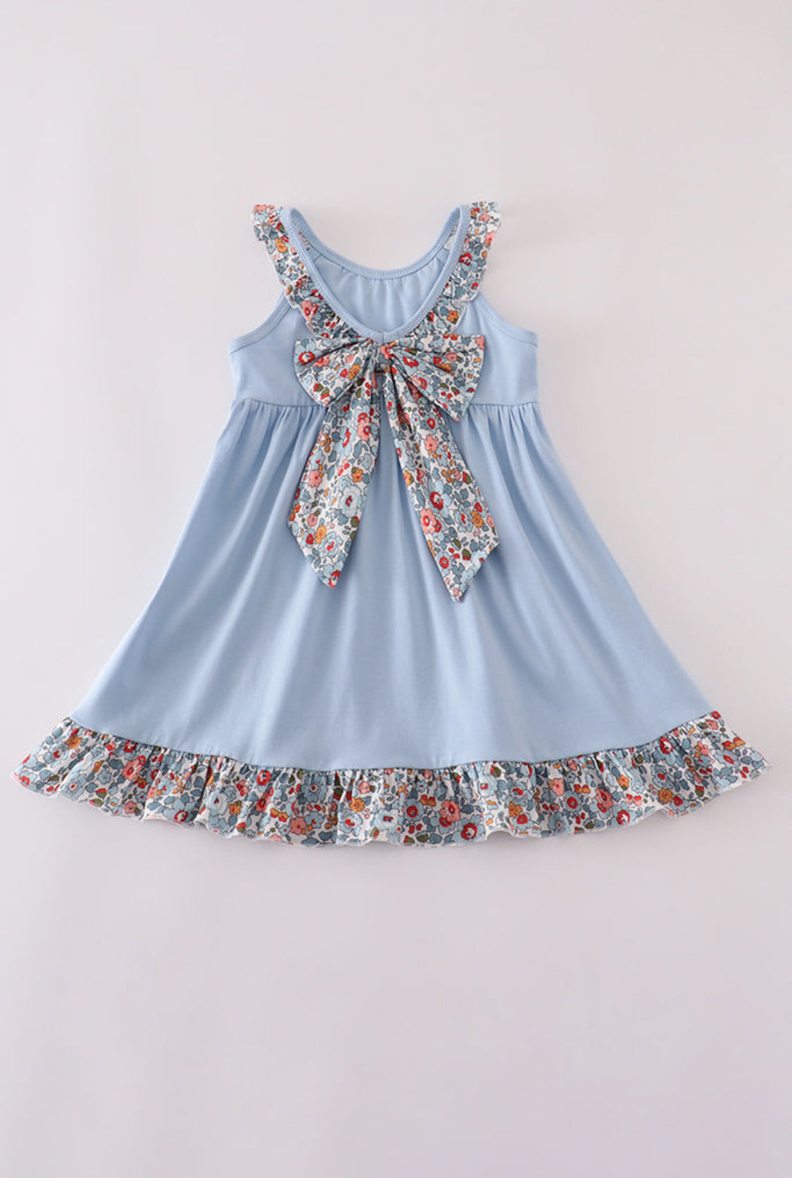 Blue Apple Floral Appliqué Ruffle Dress