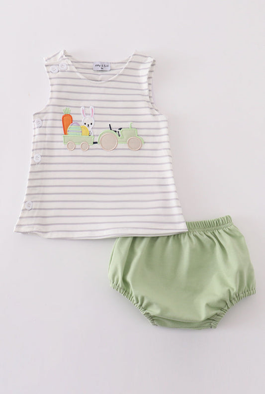 Easter Stripe Bunny Appliqué Boy’s Bloomer Set
