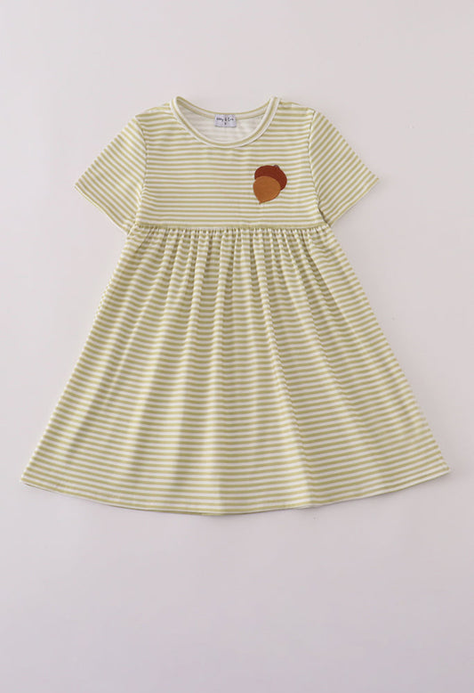 Pinecone Embroidery Stripe Dress