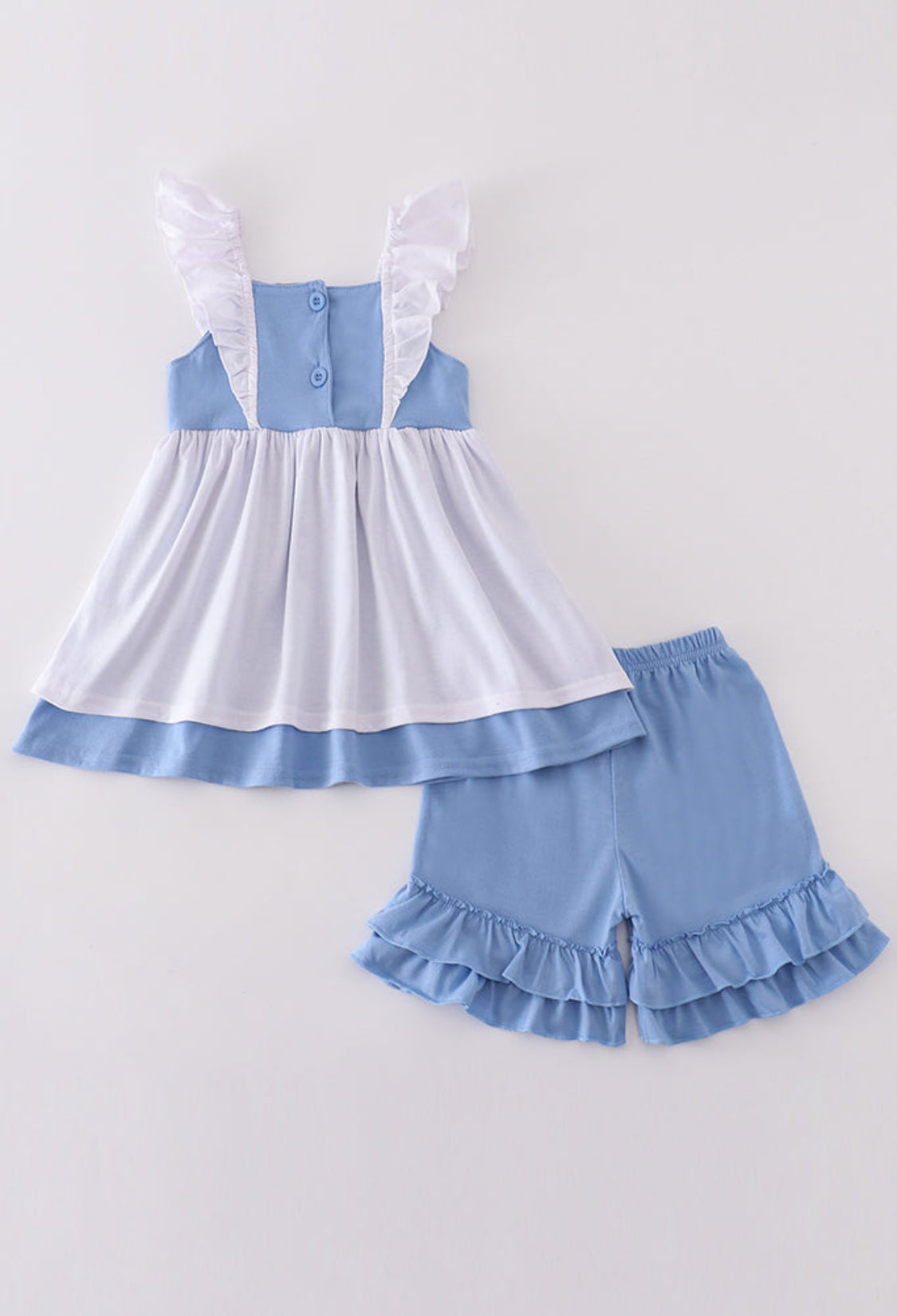 Blue Cinderella Smocked Girl’s Short Set