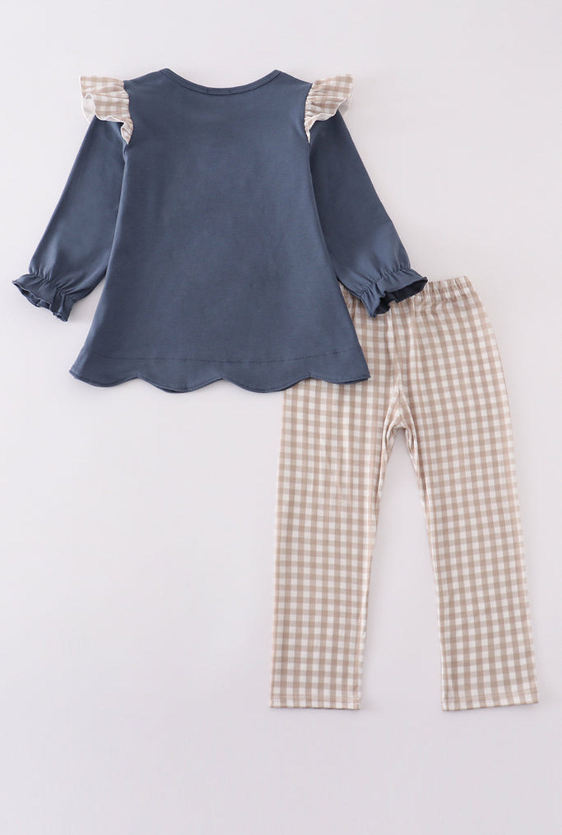 Navy Hunting Embroidery Ruffle Girl’s Pants Set