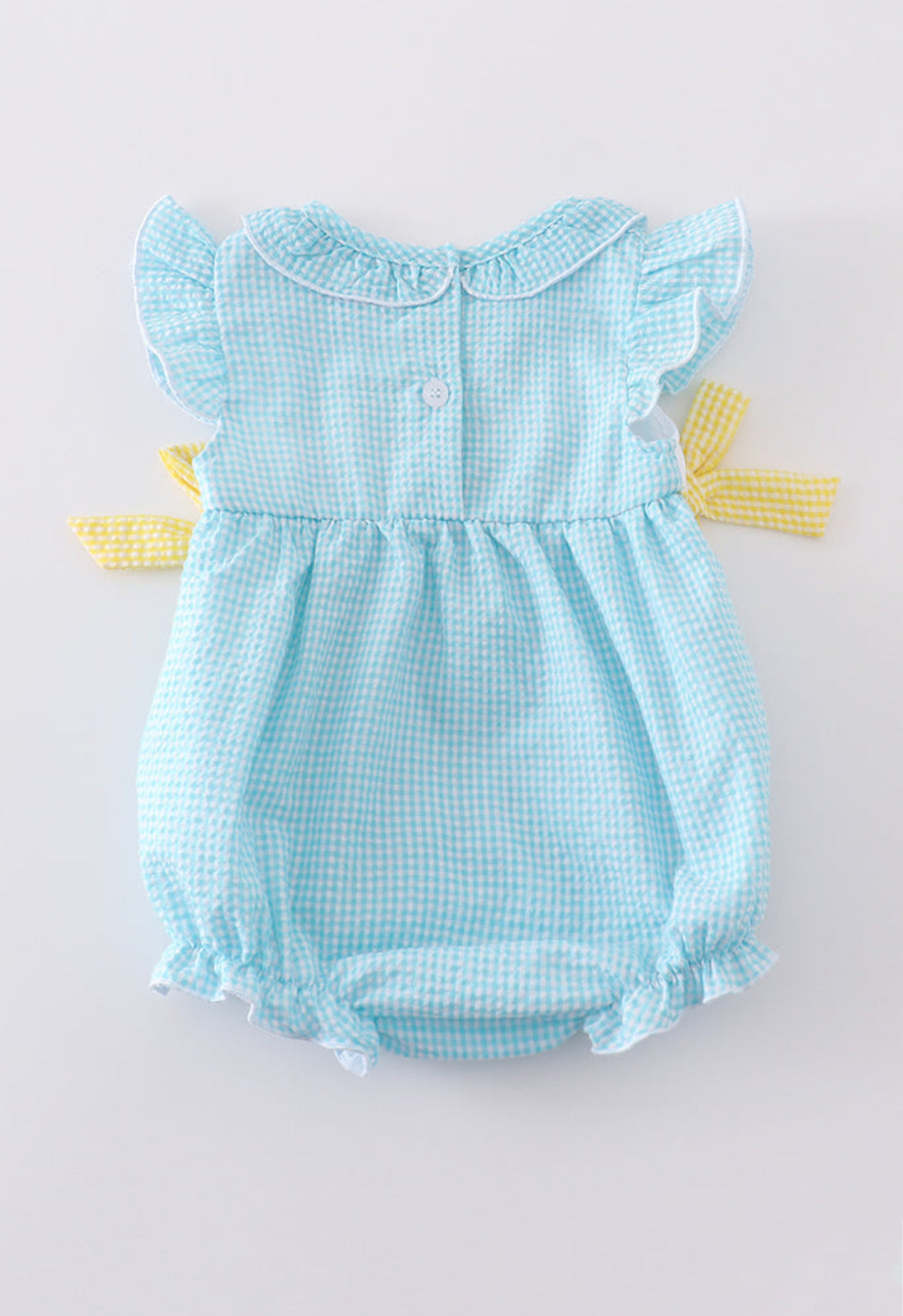 Girl’s Premium Mint Bunny Egg Embroidered Gingham Bubble