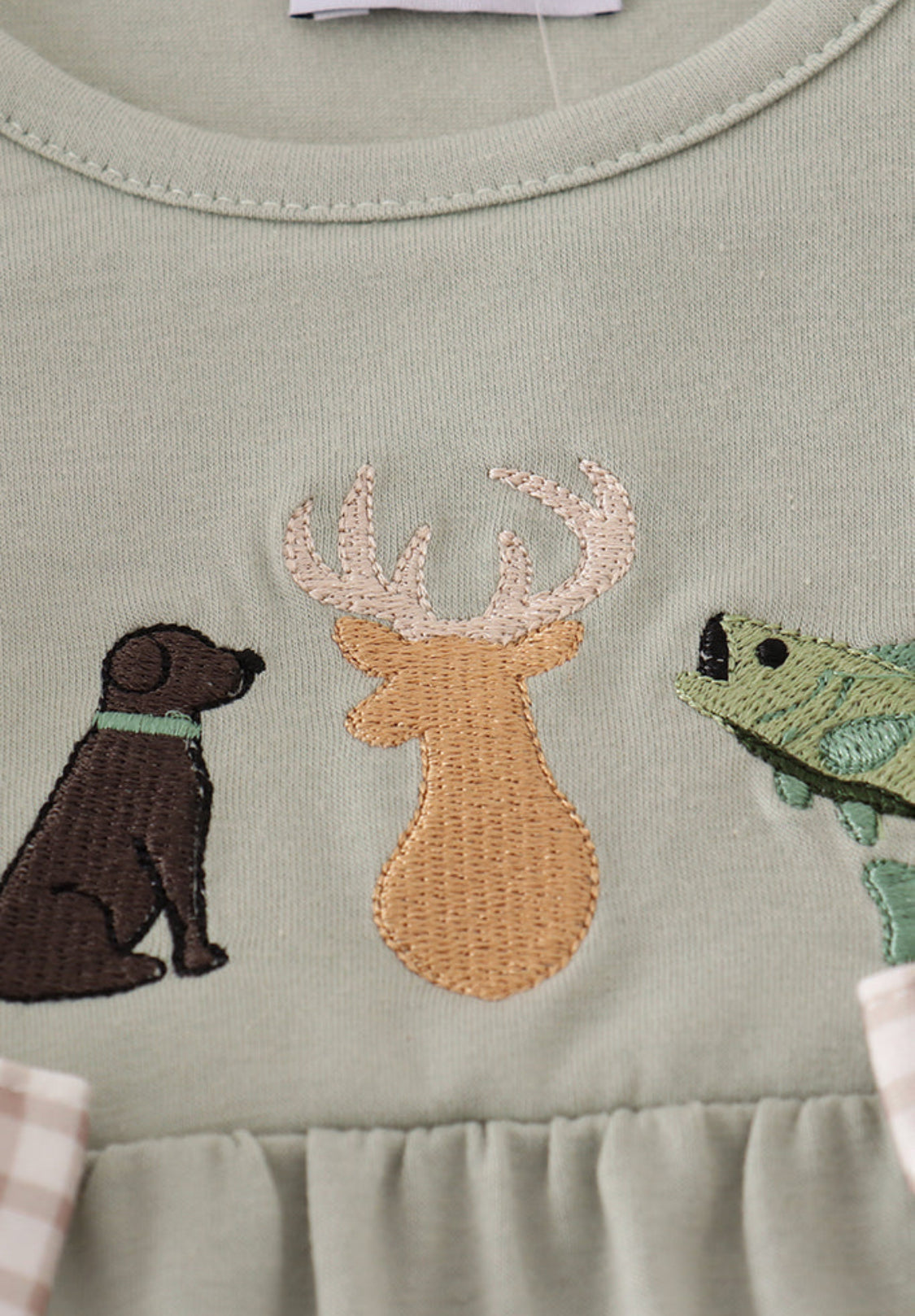 Blue Dog Deer Embroidery Ruffle Girl’s Romper
