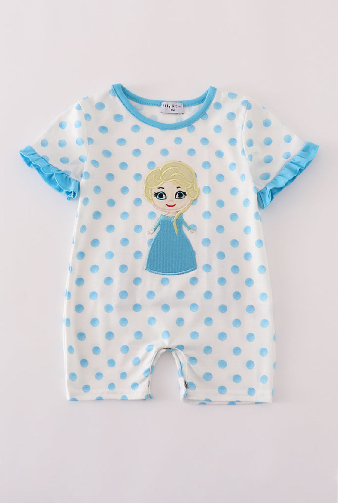 Blue Character Appliqué Girl’s Romper