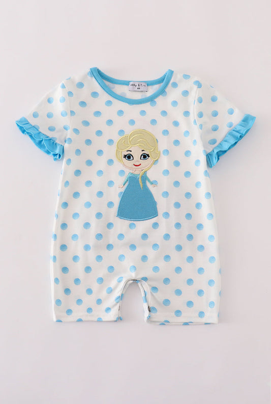 Blue Character Appliqué Girl’s Romper