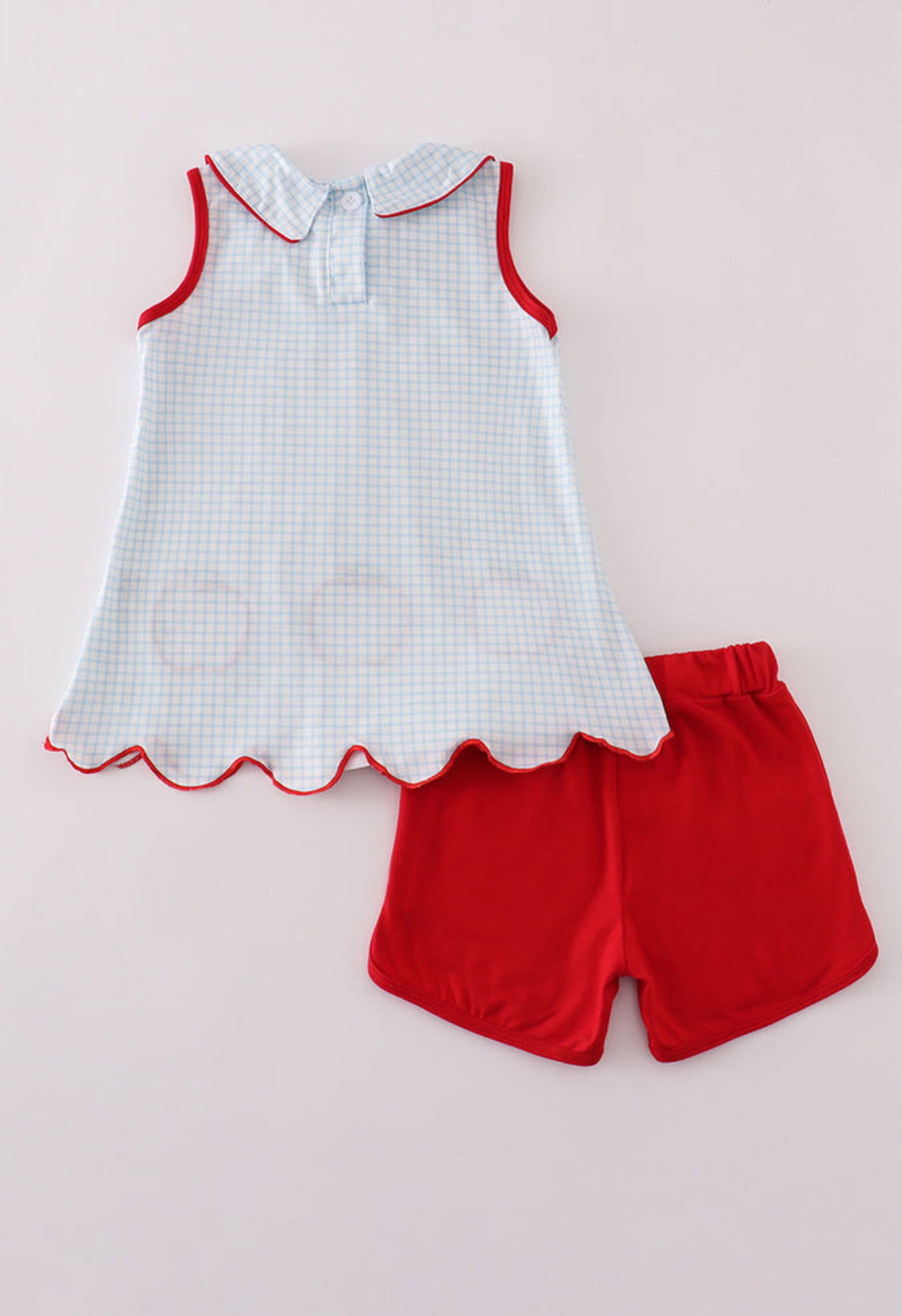 Apple Appliqué Bow Girl’s Short Set