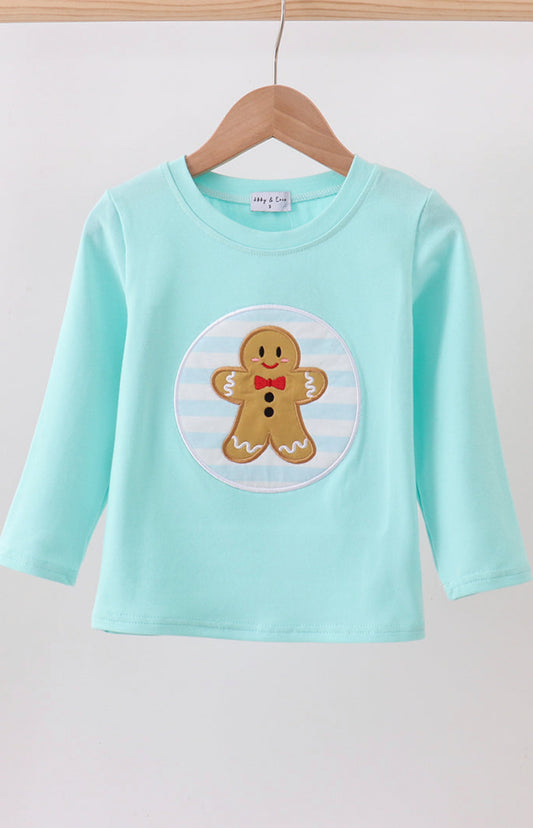 Blue Gingerbread Appliqué UNISEX Top