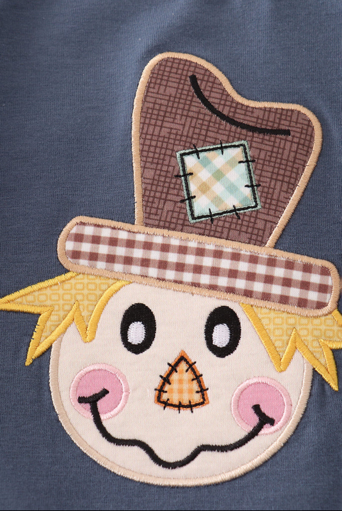 Navy Scarecrow Appliqué Ruffle Girl’s Bubble