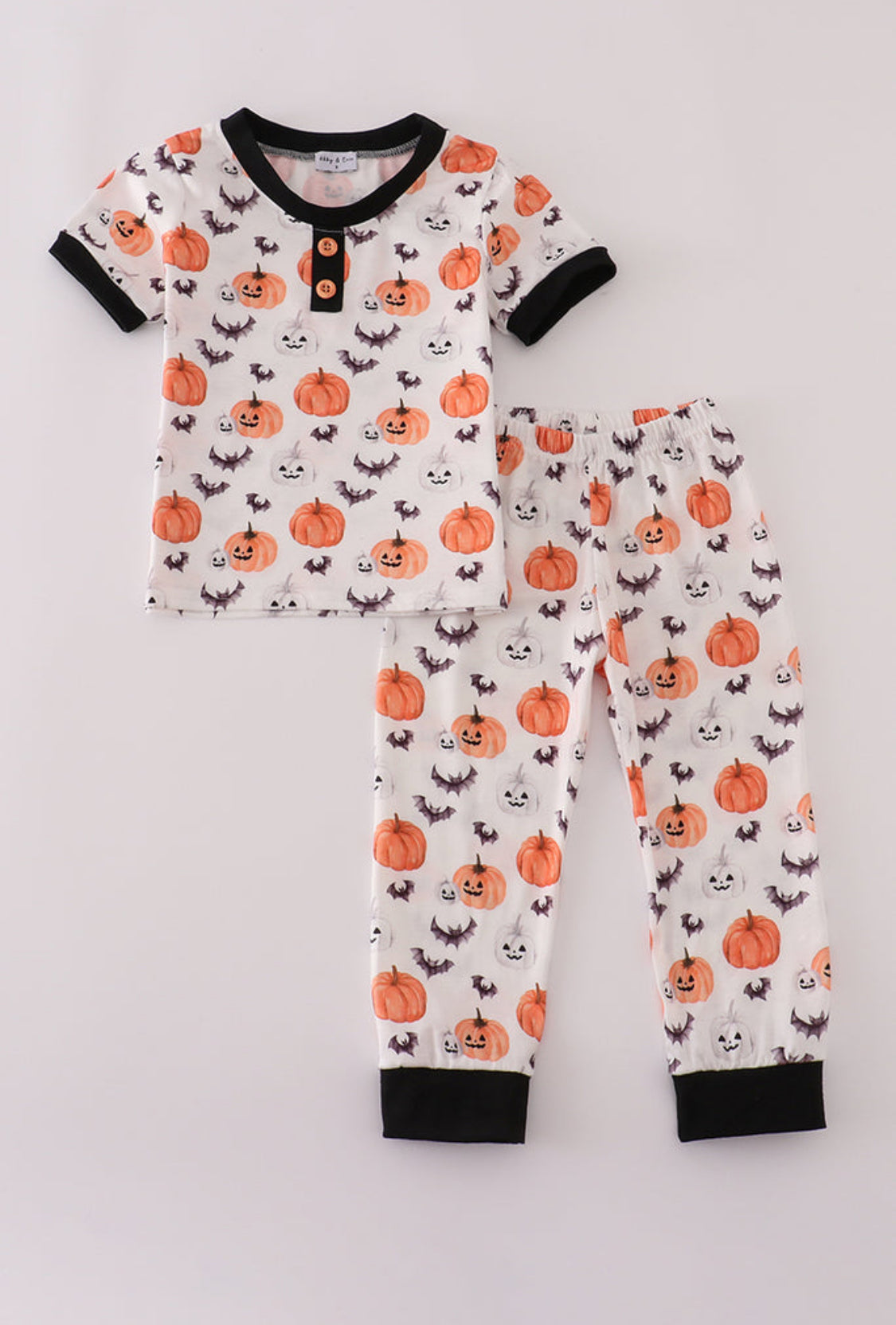 Black Pumpkin Print Boy’s Pants Set
