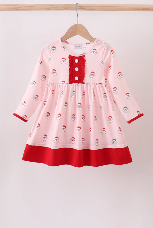 Christmas Santa Claus Print Ruffle Dress