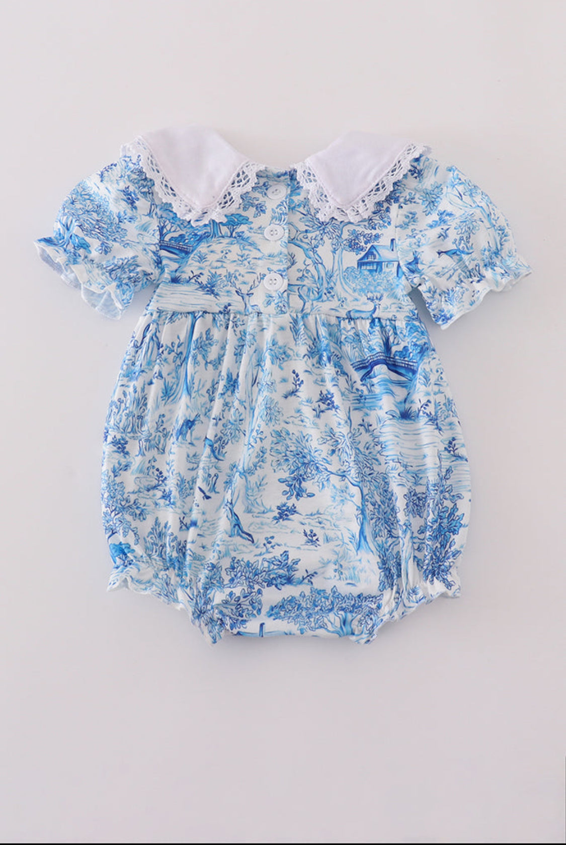 Blue Willow Toile Print Girl’s Bubble