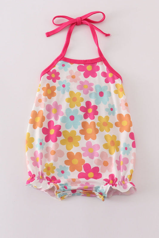 Hot Pink Floral Print Girl’s Bubble