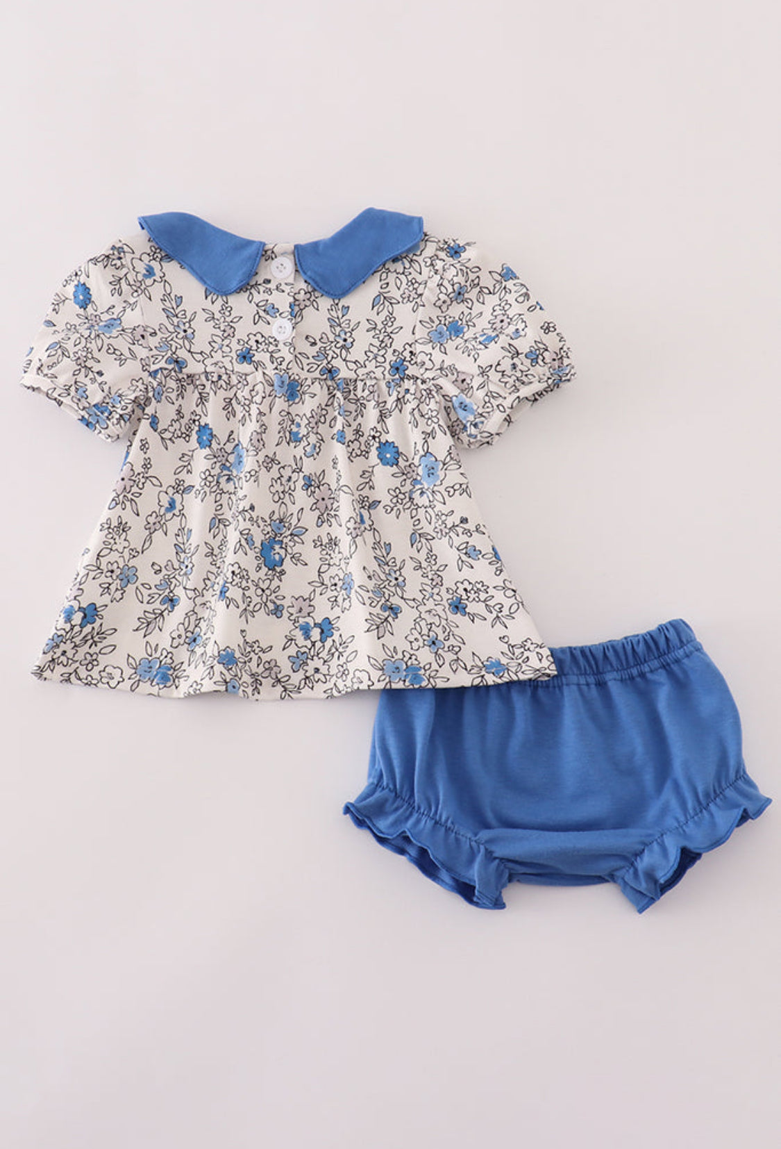 Blue Vintage Floral Print Girl’s Bloomer Set