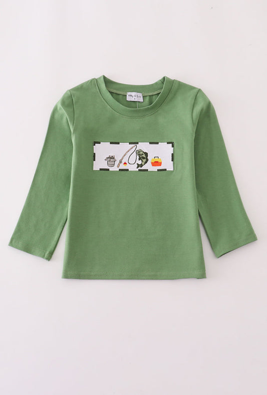 Green Fishing Embroidery Boy’s Top