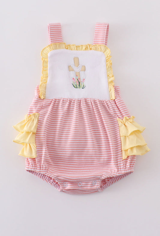 Girl’s Premium Pink Cross Embroidered Bubble