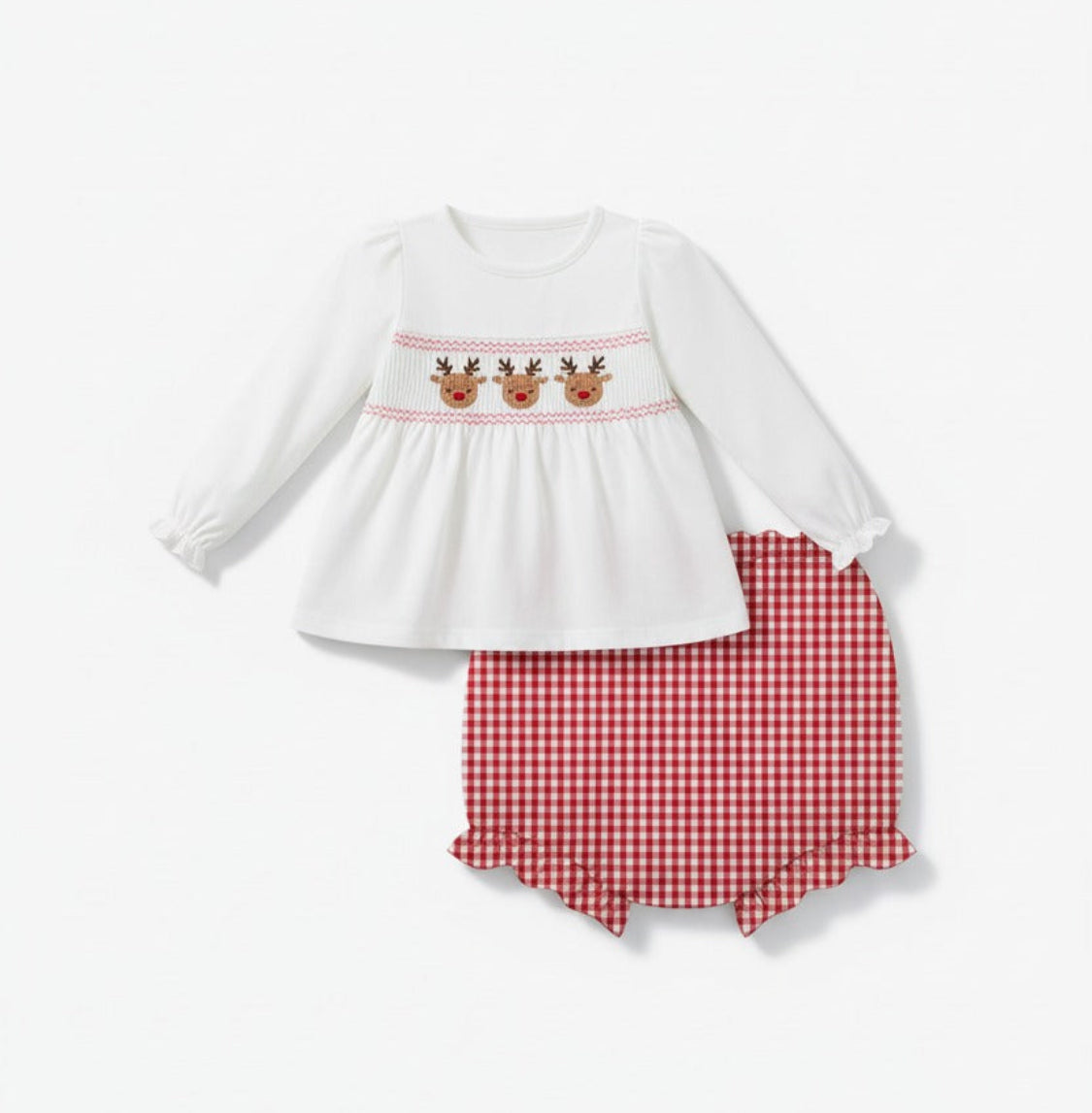 White Deer Embroidery Girl’s Bloomer Set