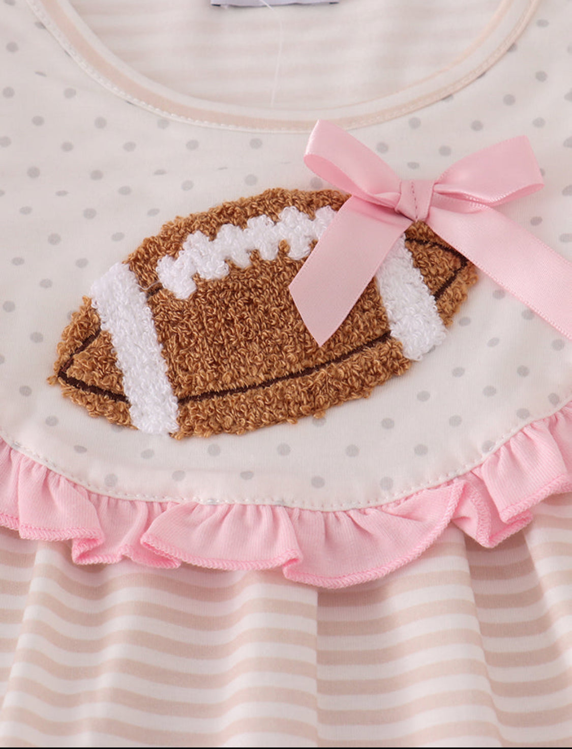 Pink Football French Knot Ruffle Stripe Girl’s Pants Set