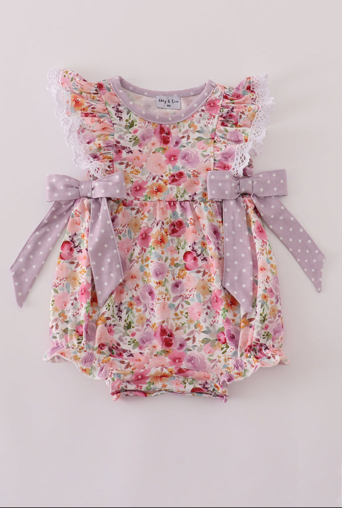 Purple Floral Print Ruffle Bubble