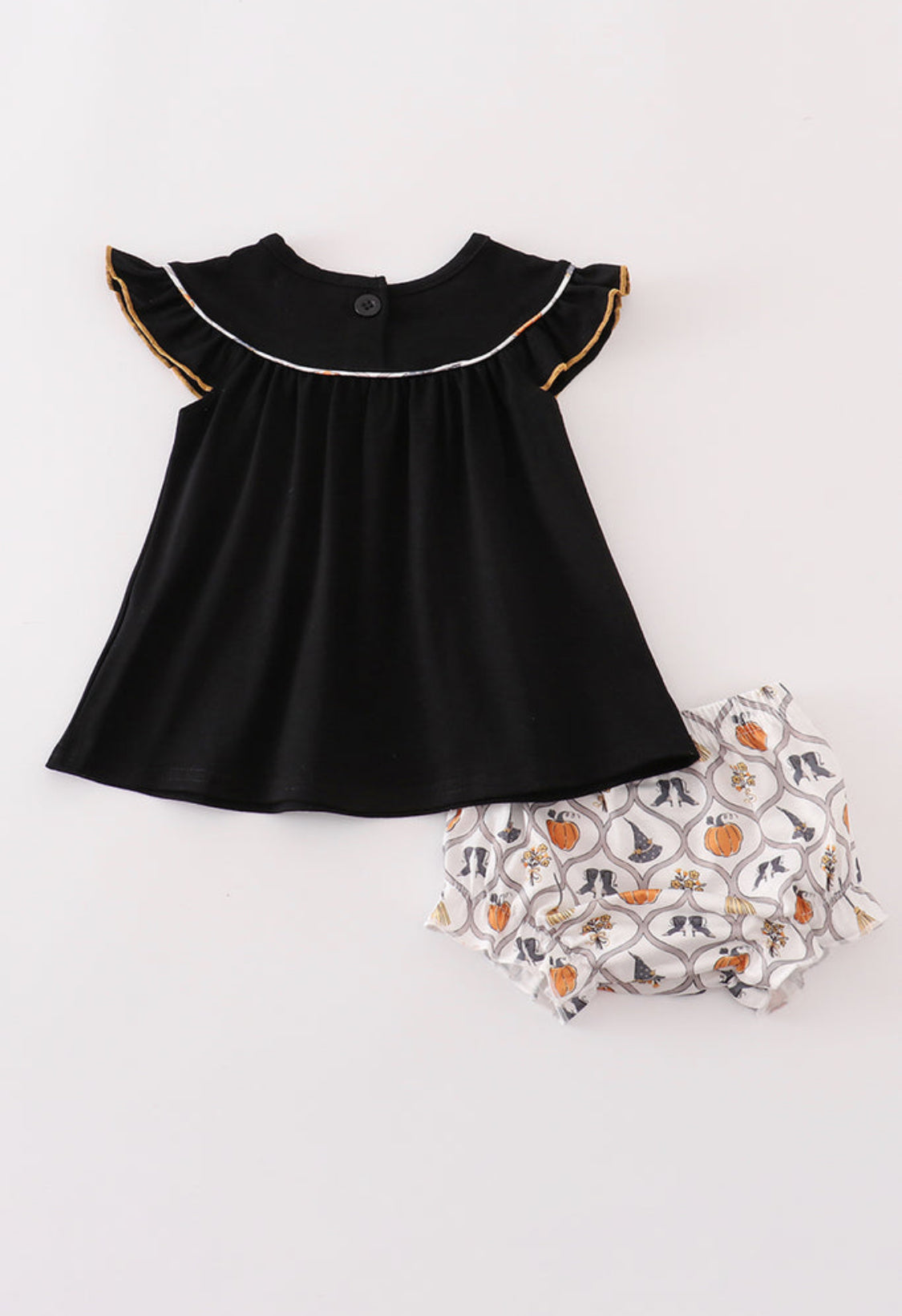 Black Witch Pumpkin Embroidery Girl’s Bloomer Set