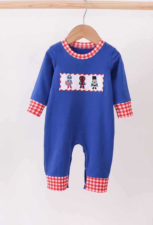 Blue Character Embroidery Boy’s Romper