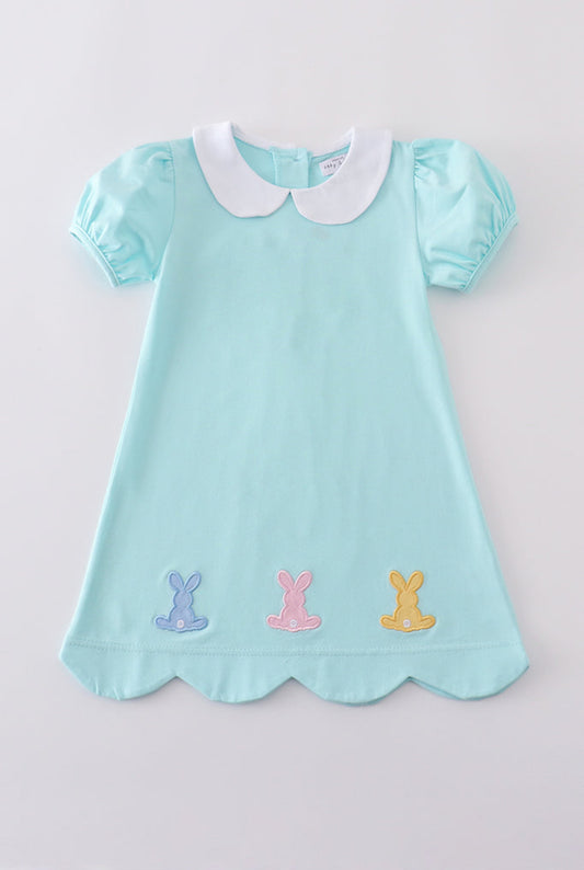 Girl’s Premium Mint Bunny Embroidered Dress