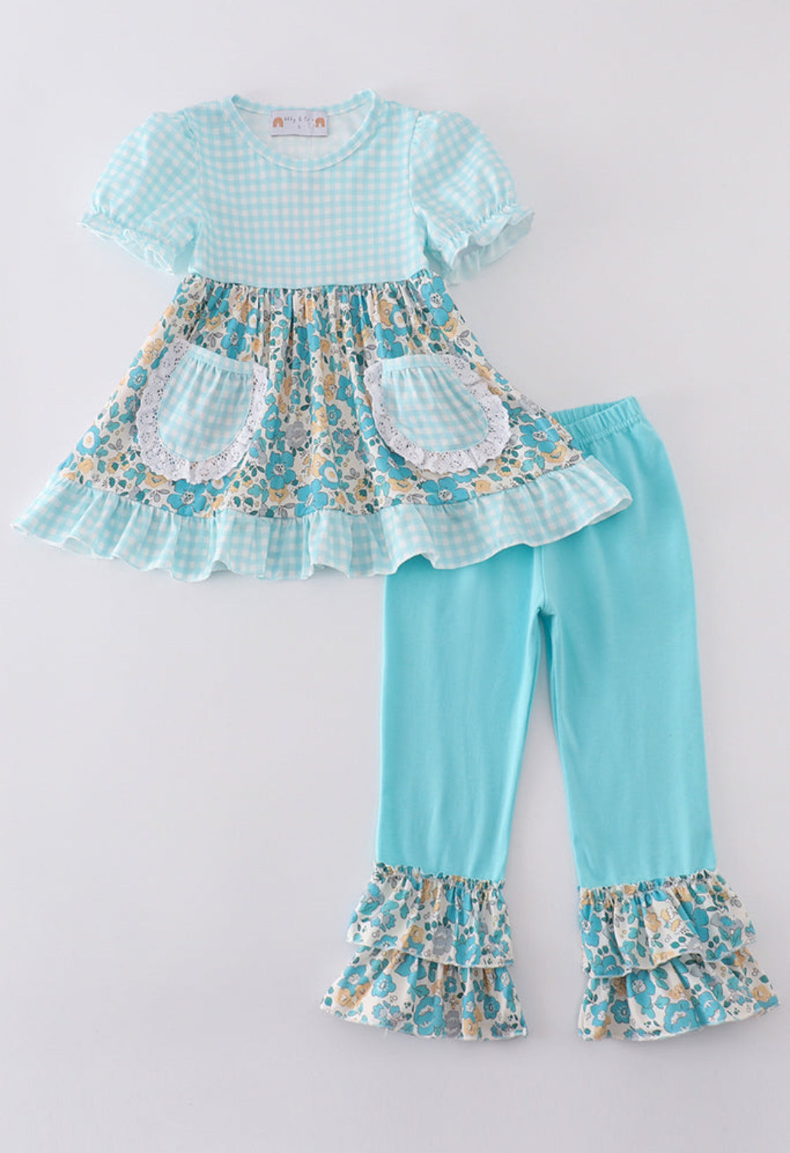 Blue Aqua Meadow Girl’s Pant Set