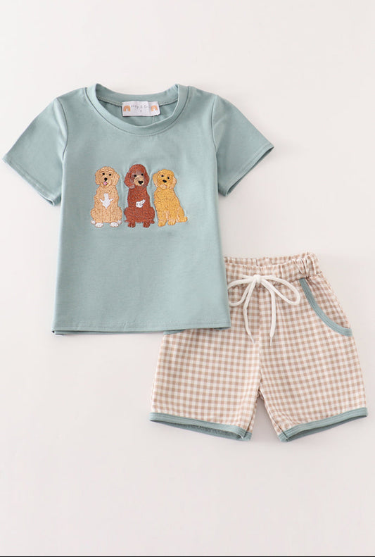 Puppy Embroidery Boy Set