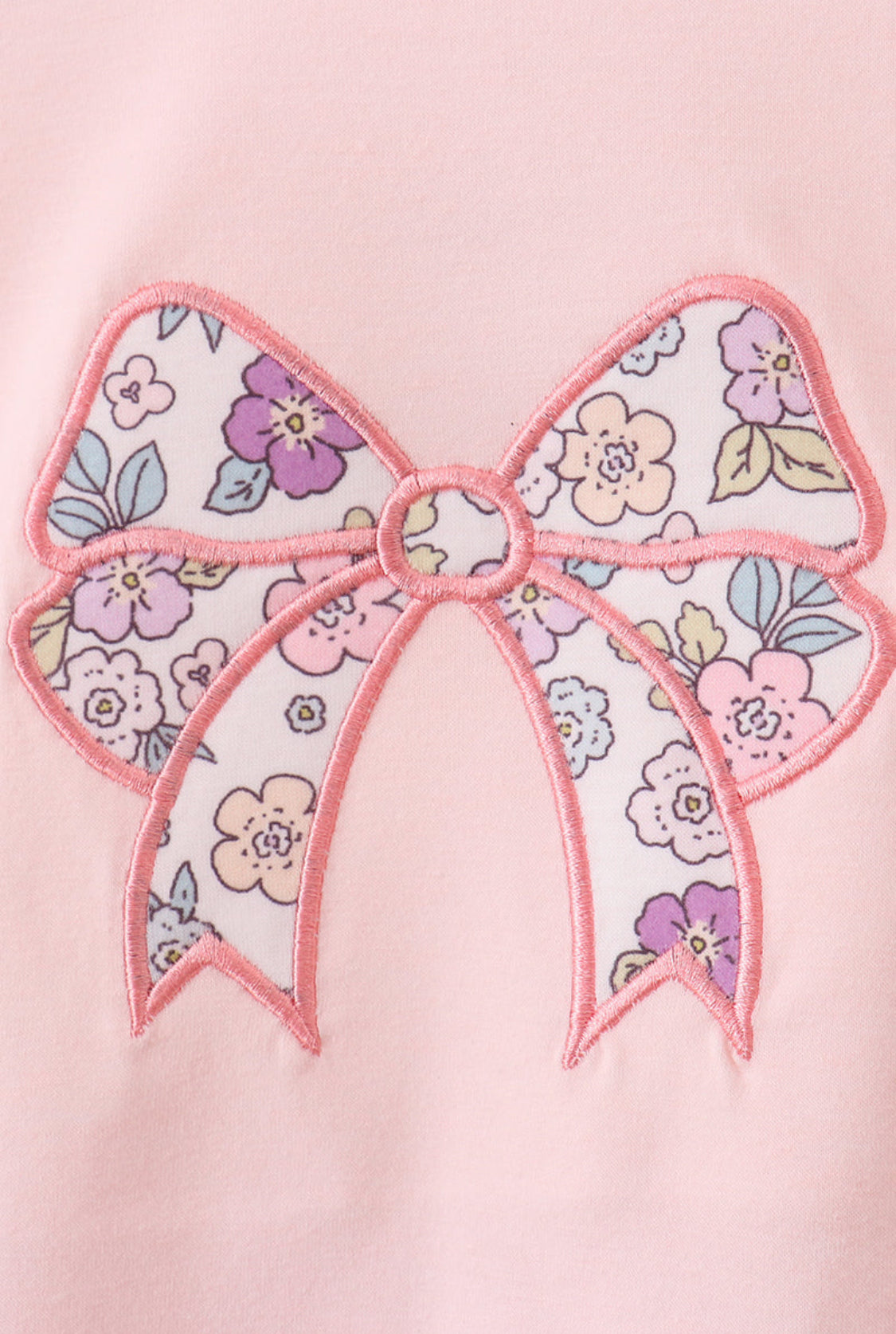 Pink Floral Bow Appliqué Ruffle Girl’s Bubble