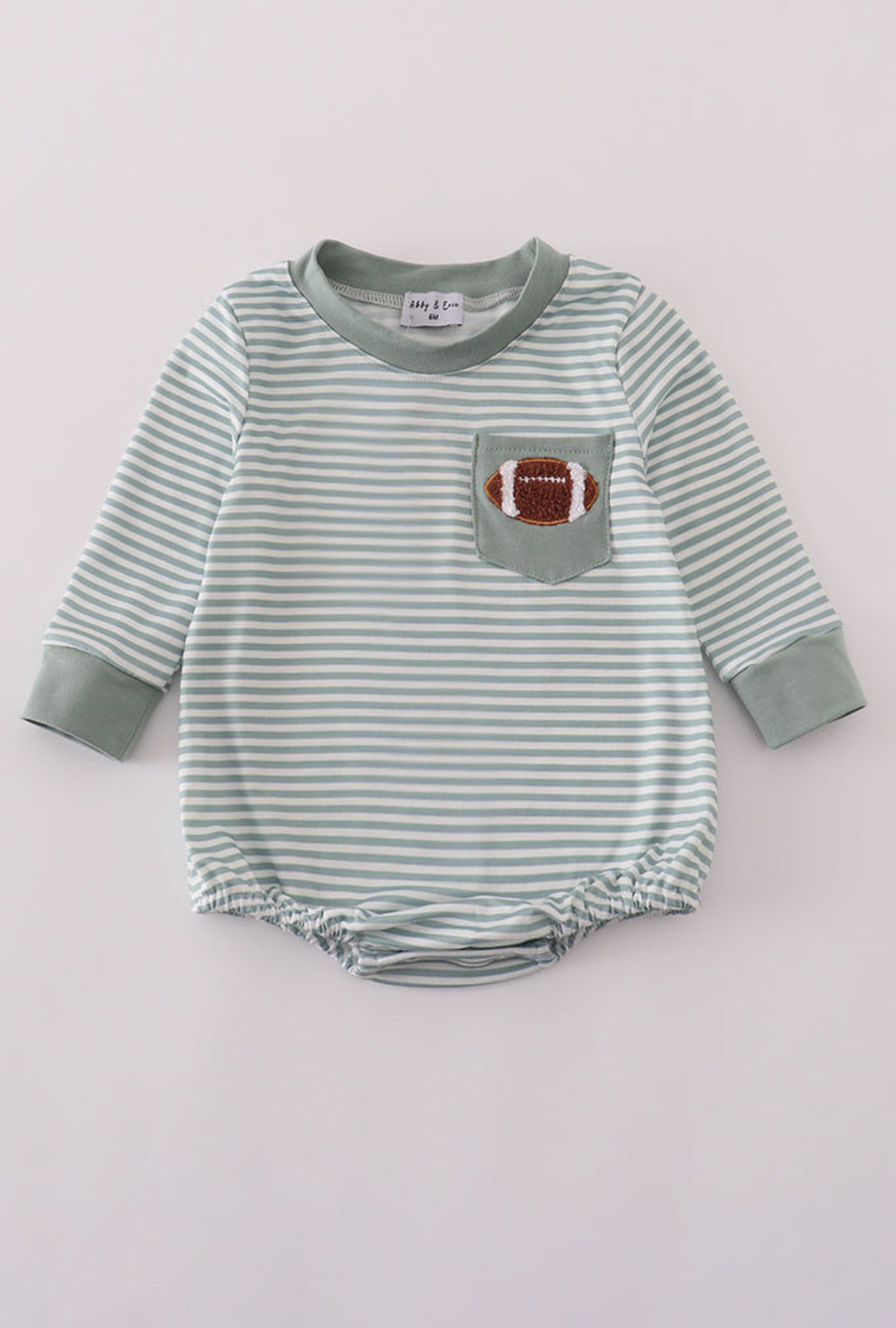 Sage Stripe Football French Knot Boy’s Bubble