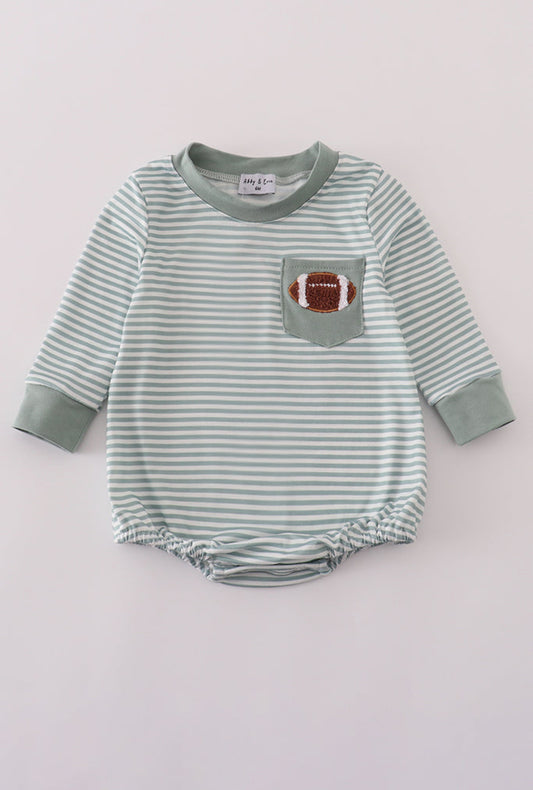 Sage Stripe Football French Knot Boy’s Bubble