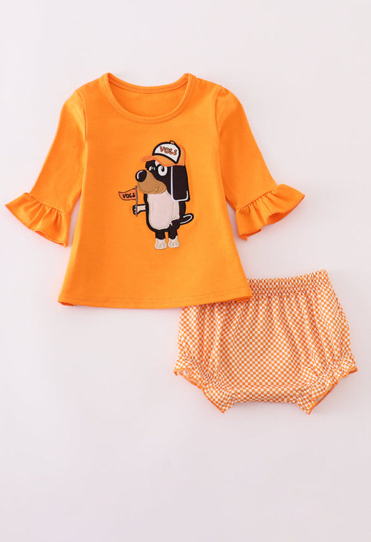 Orange Tennessee Go Vols Appliqué Girl’s Bloomer Set