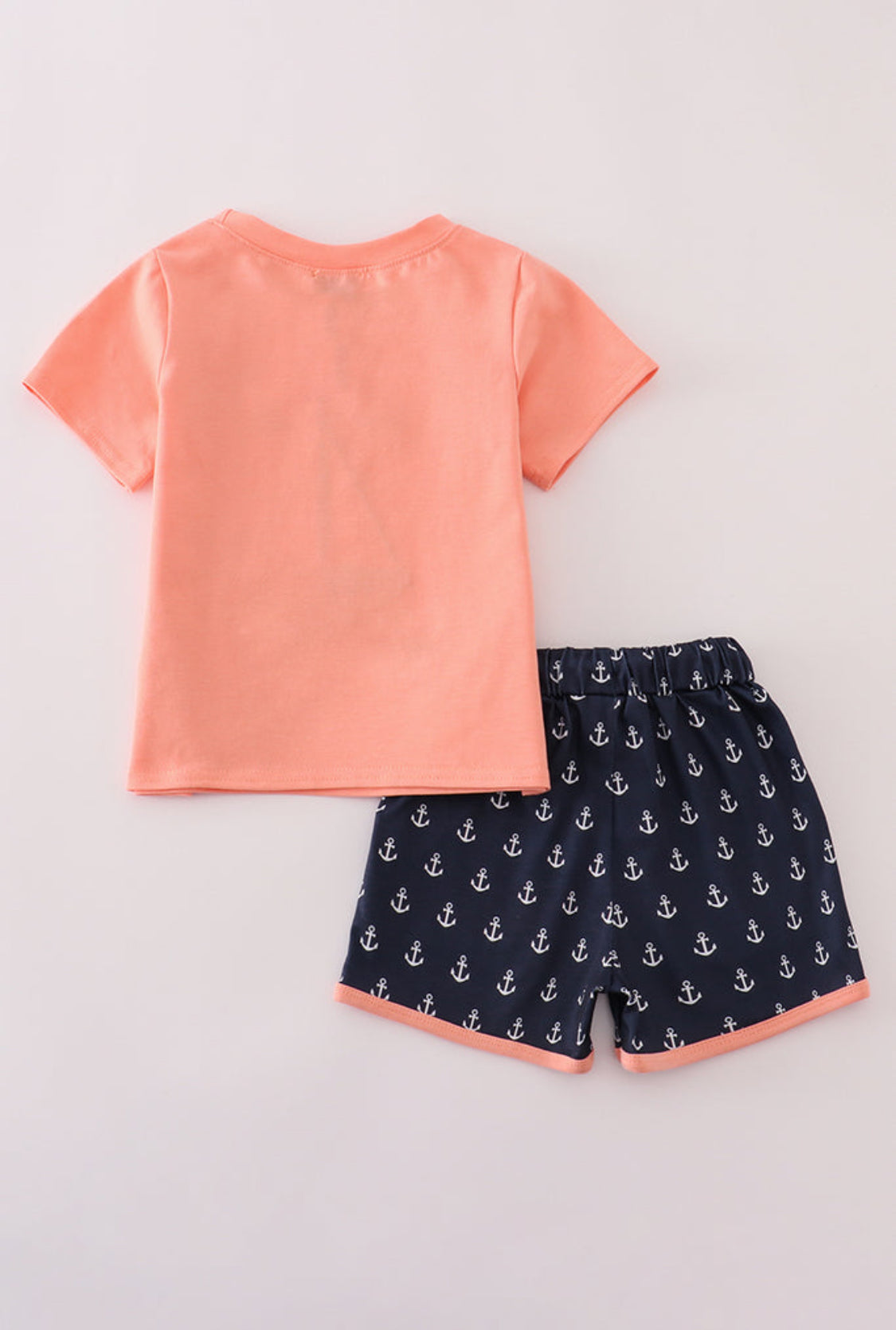 Coral Sailboat Appliqué Boy’s Shorts Set